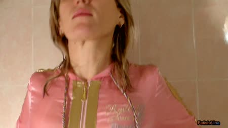 Wetandmessygirls  Satin - Bathing and playing with myself in sexy satin suit