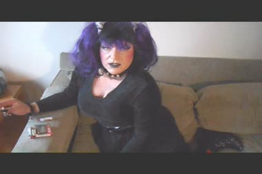 Smoking Goth Shemale Joi Cei - Your goth shemale mistress, vanessa fetish, smokes and instructs you to masturbate... But you eat your own cum in the end!