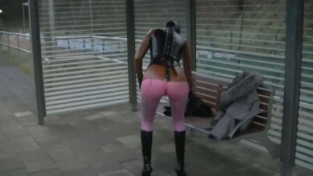 Laxfanat Latex Extreme Pierced Public Girl - Laxie Exposes On The Train Station